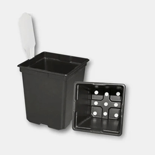 Square Pot T.O. Plastics 5.5" 2 Quart Black With Tag Slot